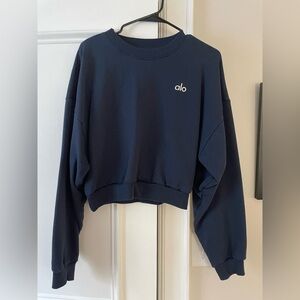 ALO Cropped Accolade Crewneck - Navy